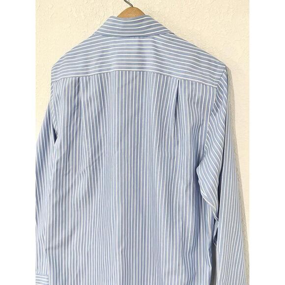 Croft & Barrow Men's Classic Fit Non-Iron Cotton Blue & White Stripes 15 32/33 - Picture 4 of 15